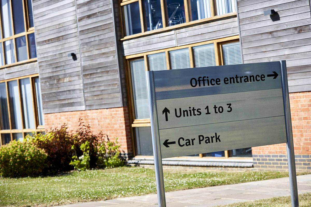 On-site wayfinding signage at Grovelands Business Park
